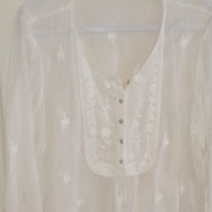 SHEER EMBROIDERED BLOUSE